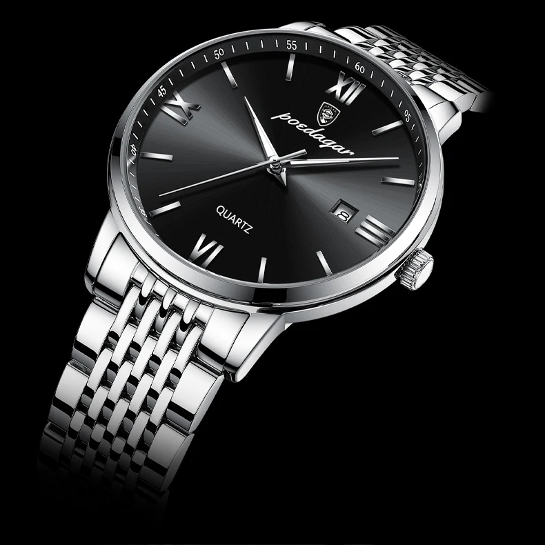 POEDAGAR Luxus Sport herren Armbanduhr Edelstahl Wasserdicht Datum Mann Uhr Hohe Qualität Casual Mode Quarz Männer Uhren – Detail 15