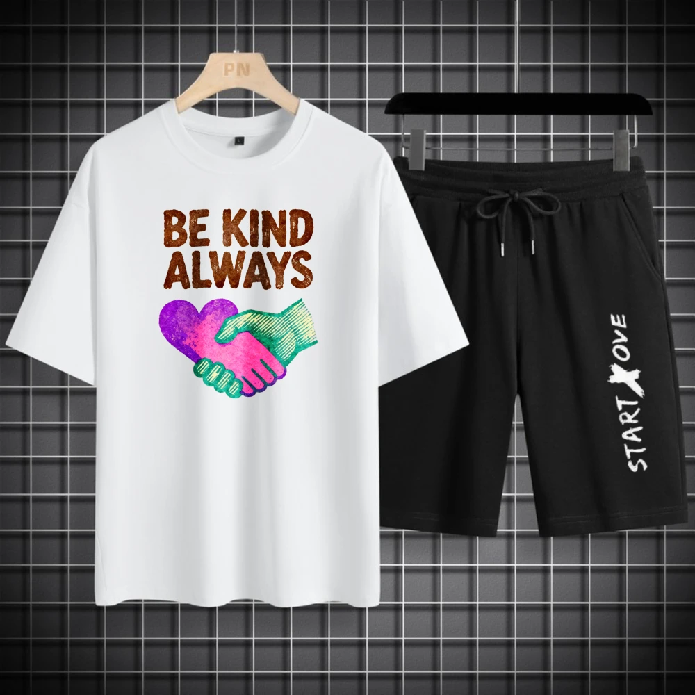 T-shirt da uomo Set Poliestere Moda abbigliamento antigoccia Manica corta + Pantaloncini Tuta da allenamento da calcio traspirante set da uomo Estate