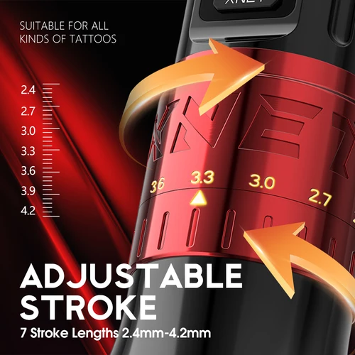 Imagen 2 del producto XNET Bestia-máquina de tatuaje inalámbrica profesional, pluma de carrera ajustable, pantalla OLED de 2,4-4,2mm, batería de 2400mAh para artistas de tatuajes
