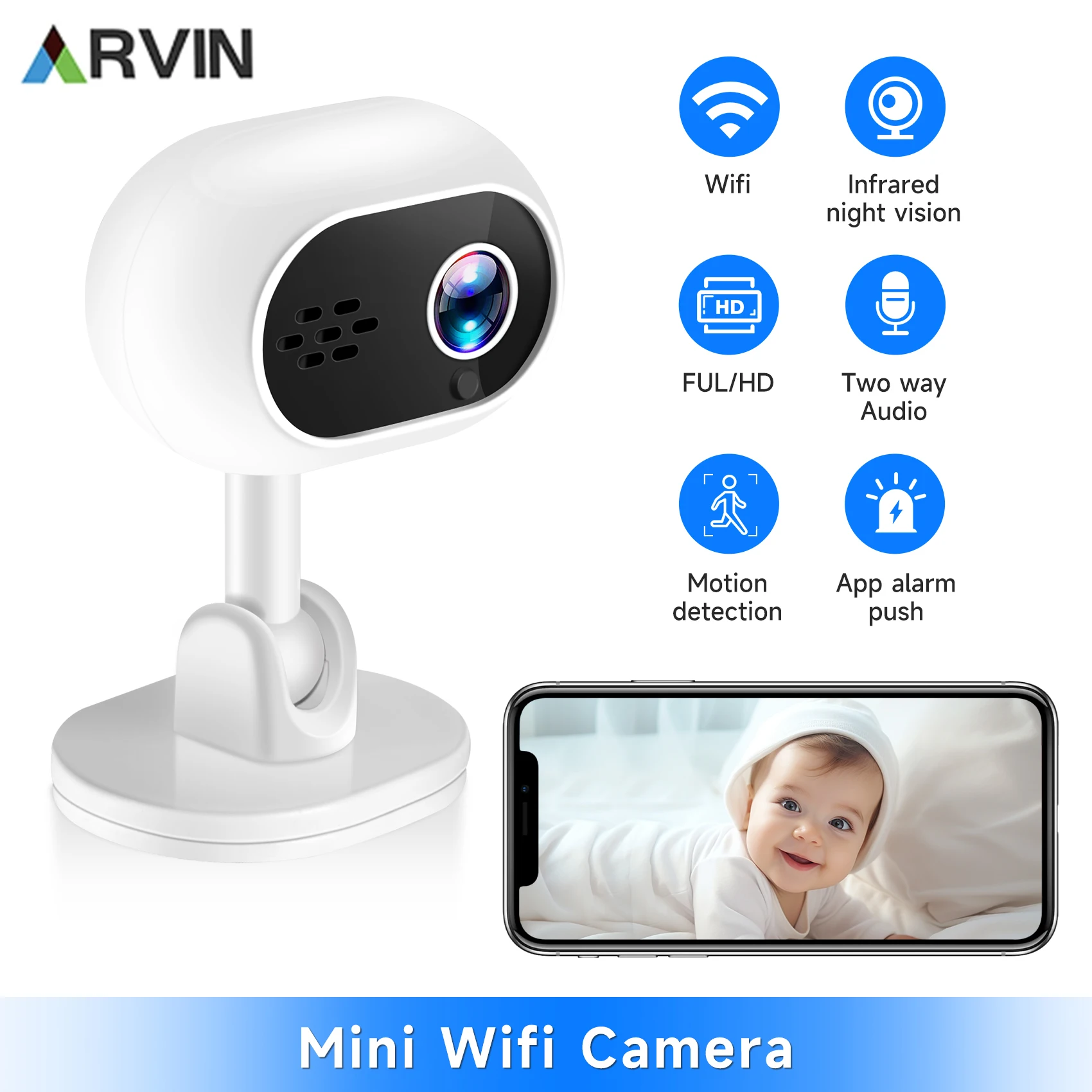 

ARVIN 1080P Surveillance IP WiFi Camera Mini Home Smart Two Way Intercom Survalance Camera Audio Night wifi Security Monitor