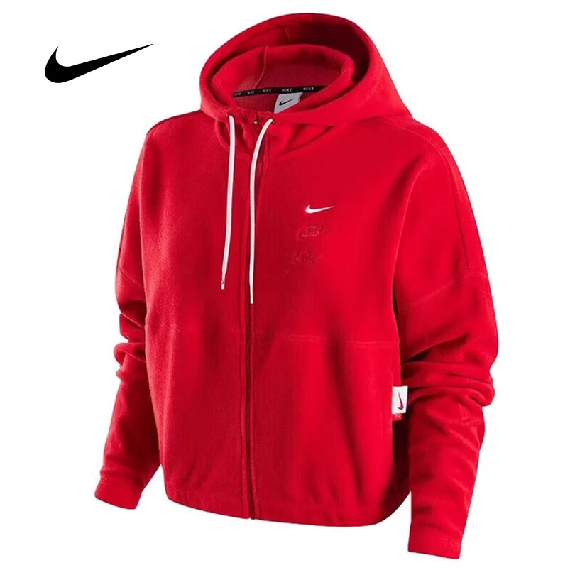 

Женская зимняя теплая куртка Nike из флиса шерпа с капюшоном, свободная повседневная спортивная куртка FZ6387-657