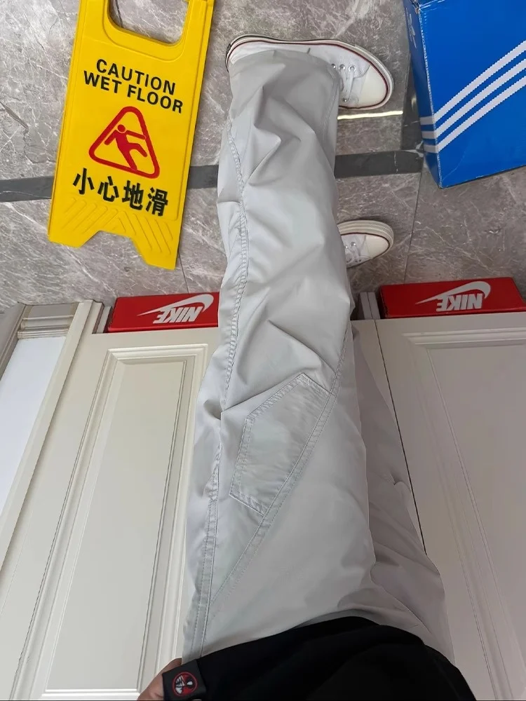 กางเกงทำงานผู้ชายทรงตรงสำหรับฤดูร้อน ผ้าควิ-ดราย ระบายอากาศดี สไตล์ลำลอง กางเกงผ้าไหมน้ำแข็ง สำหรับเล่นกีฬากลางแจ้ง กางเกงลำลองพับเก็บได้