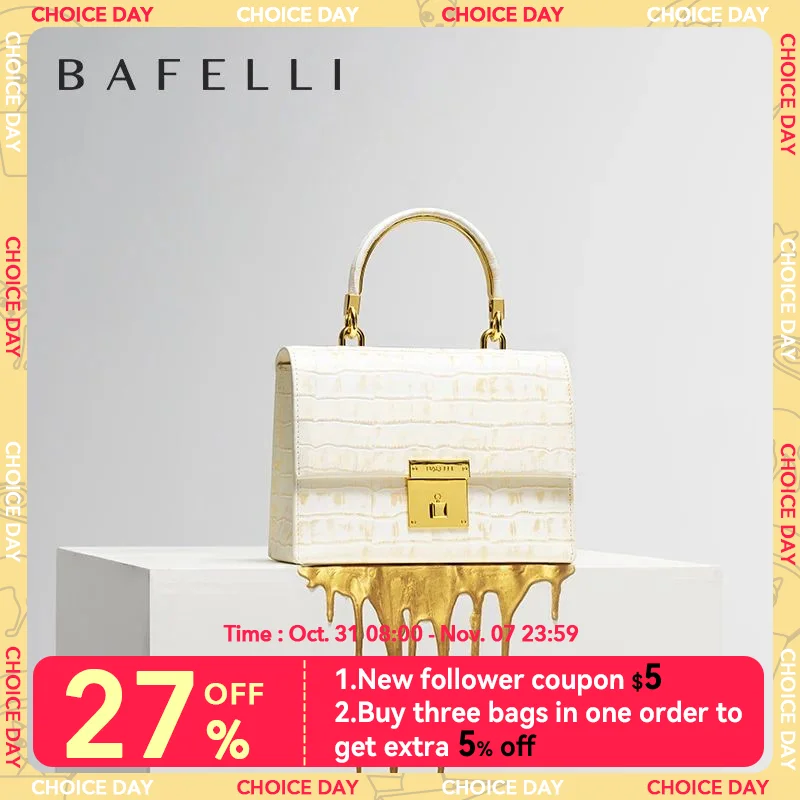 

BAFELLI WOMEN'S BAG NEW FASHION LADY STYLE ELEGANT FEMALE HANDBAG K GOLD GENUINE LEATHER SHOULDER LUXURY BRAND PURSE 2023