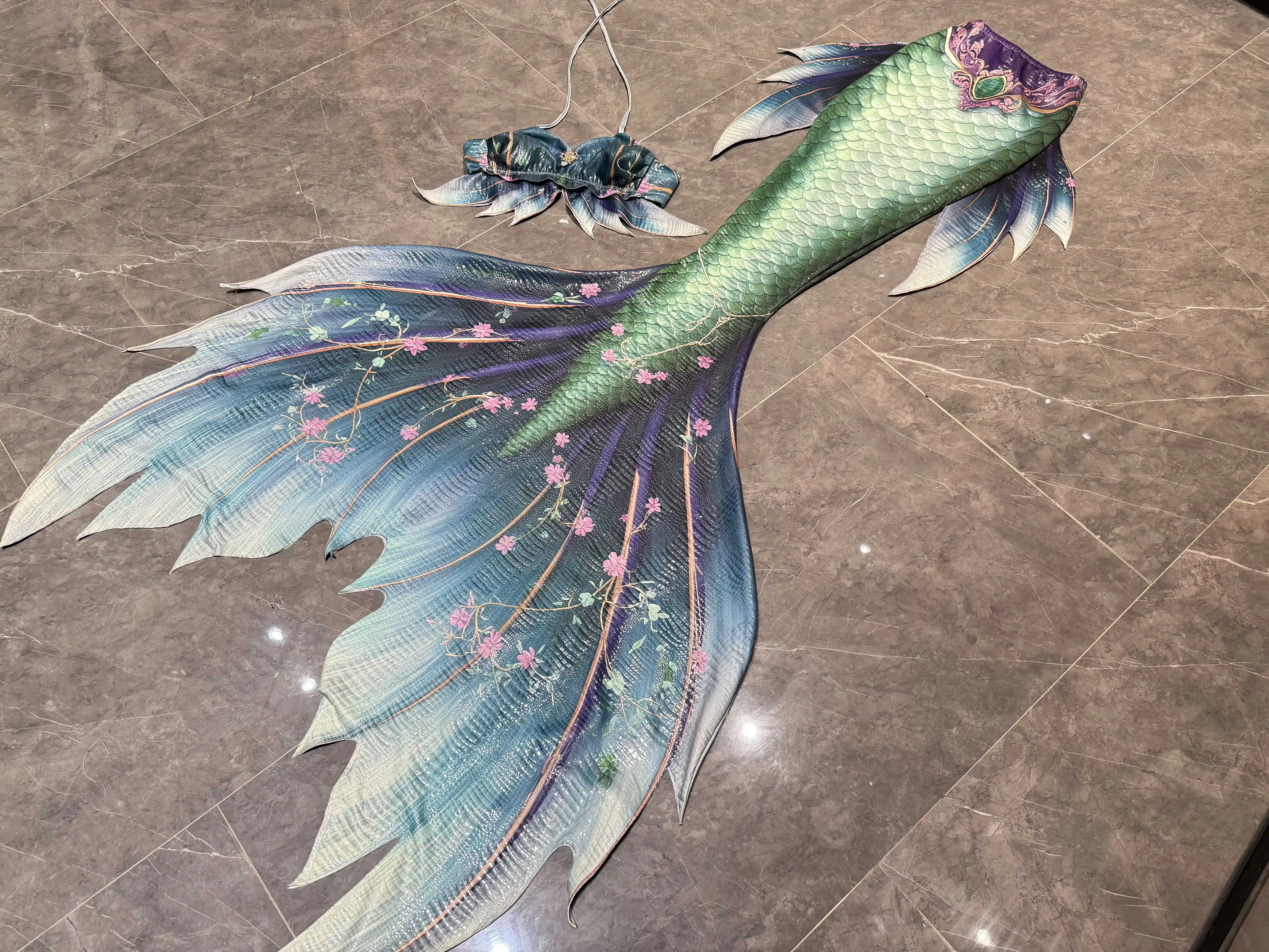 ملبورن زهر الكرز حورية البحر الكبار الذيل تنورة حوض السمك الغوص ملابس السباحة أداء الرماية #5