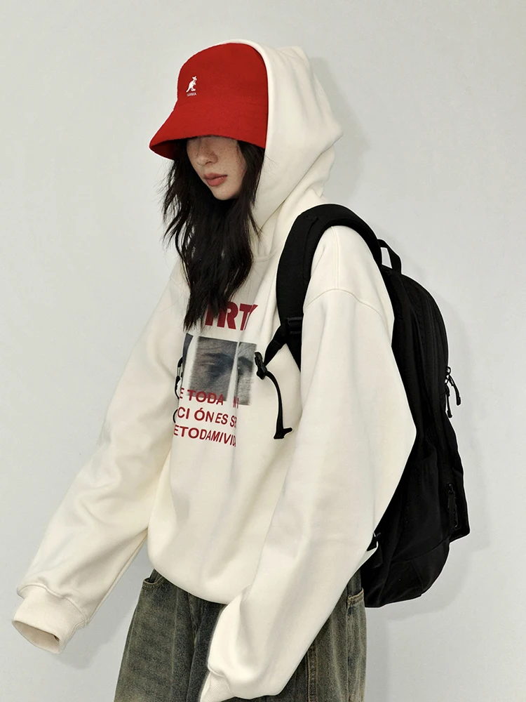 

Флисовая толстовка Guluwoo в американском уличном ретро-стиле унисекс оверсайз с абстрактным принтом глаз, повседневная уличная одежда