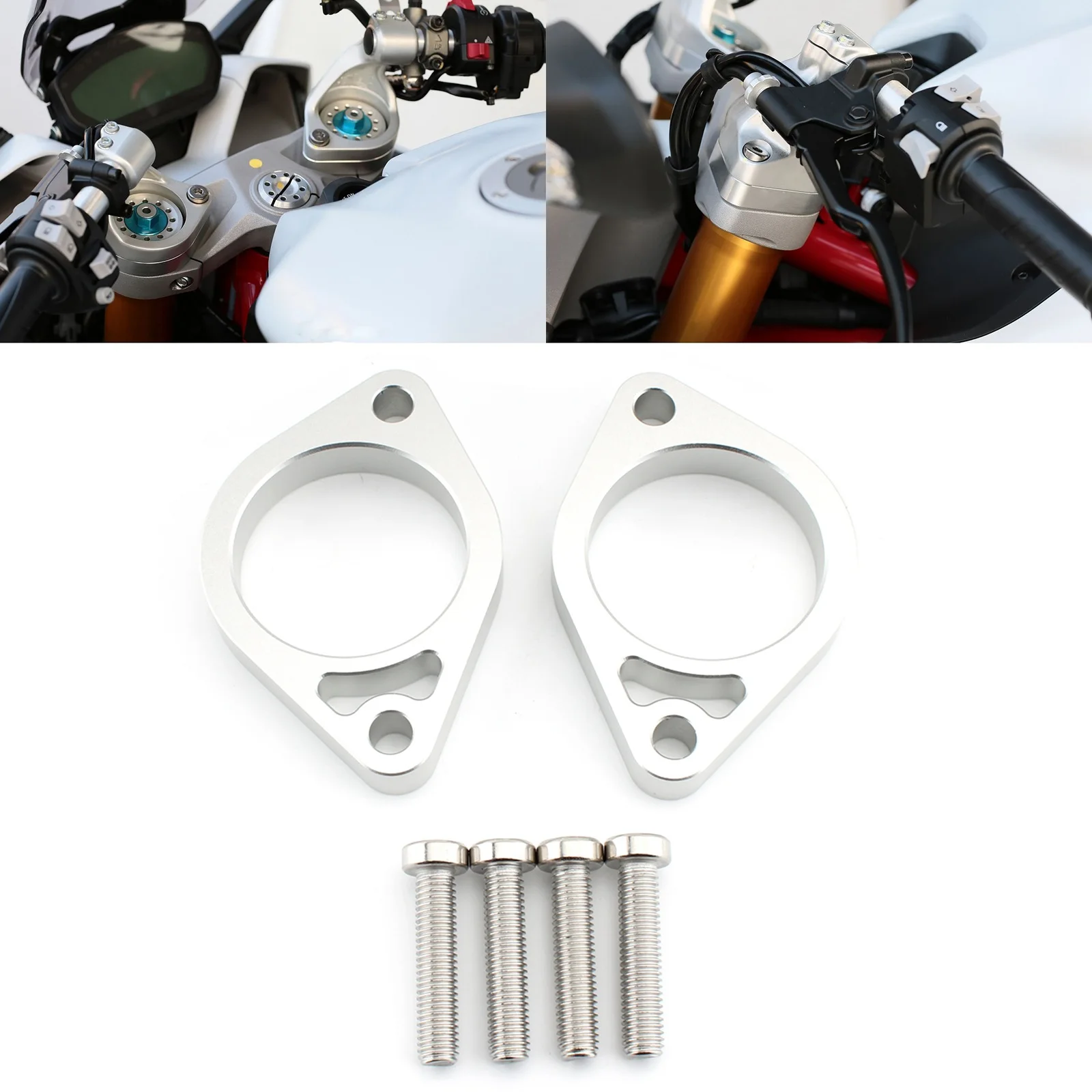 Image 3: Pour Ducati SuperSport 939 950 2017-2023 rehausseurs de guidon accessoires de moto Extension de rehausseur de guidon hauteur 15mm