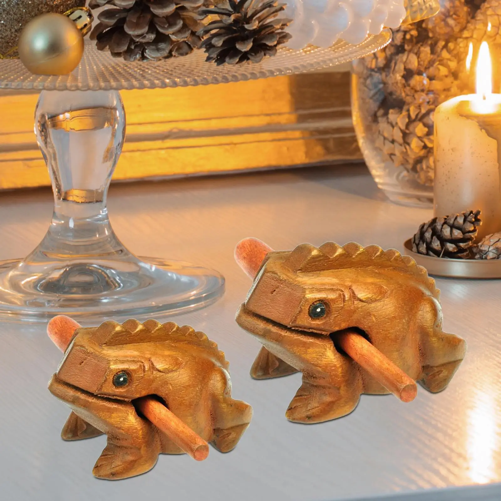 Wood Frog Guiro Rasp Musical Instrument Professional Tabletop Ornament Animal Statue Concerts Party Little Frog Guiro Shaker