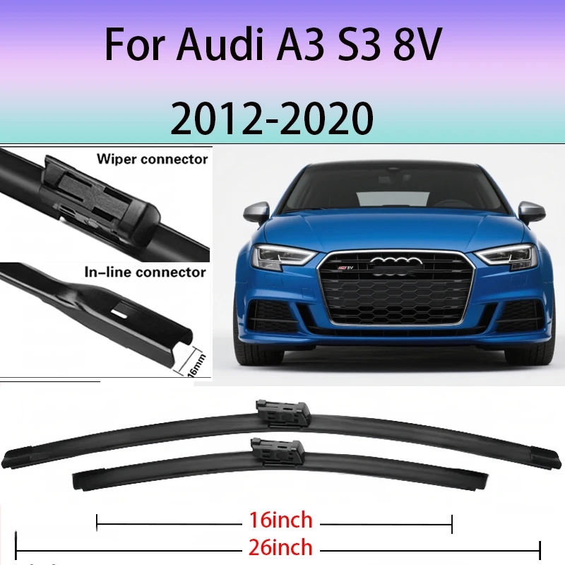 

Wiper Front Wiper Blades For Audi A3 S3 8V 2012-2020 2013 2014 2015 2016 2017 2018Windshield Windscreen 26"+16" Accessories