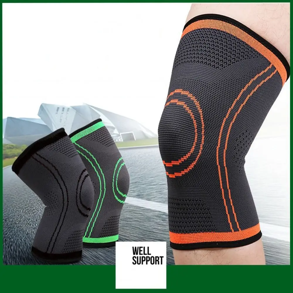 Sports Supplies Nylon Compression Knee Pads Black Green Orange Elastic Knee Patella Protector Knee Wrap Brace