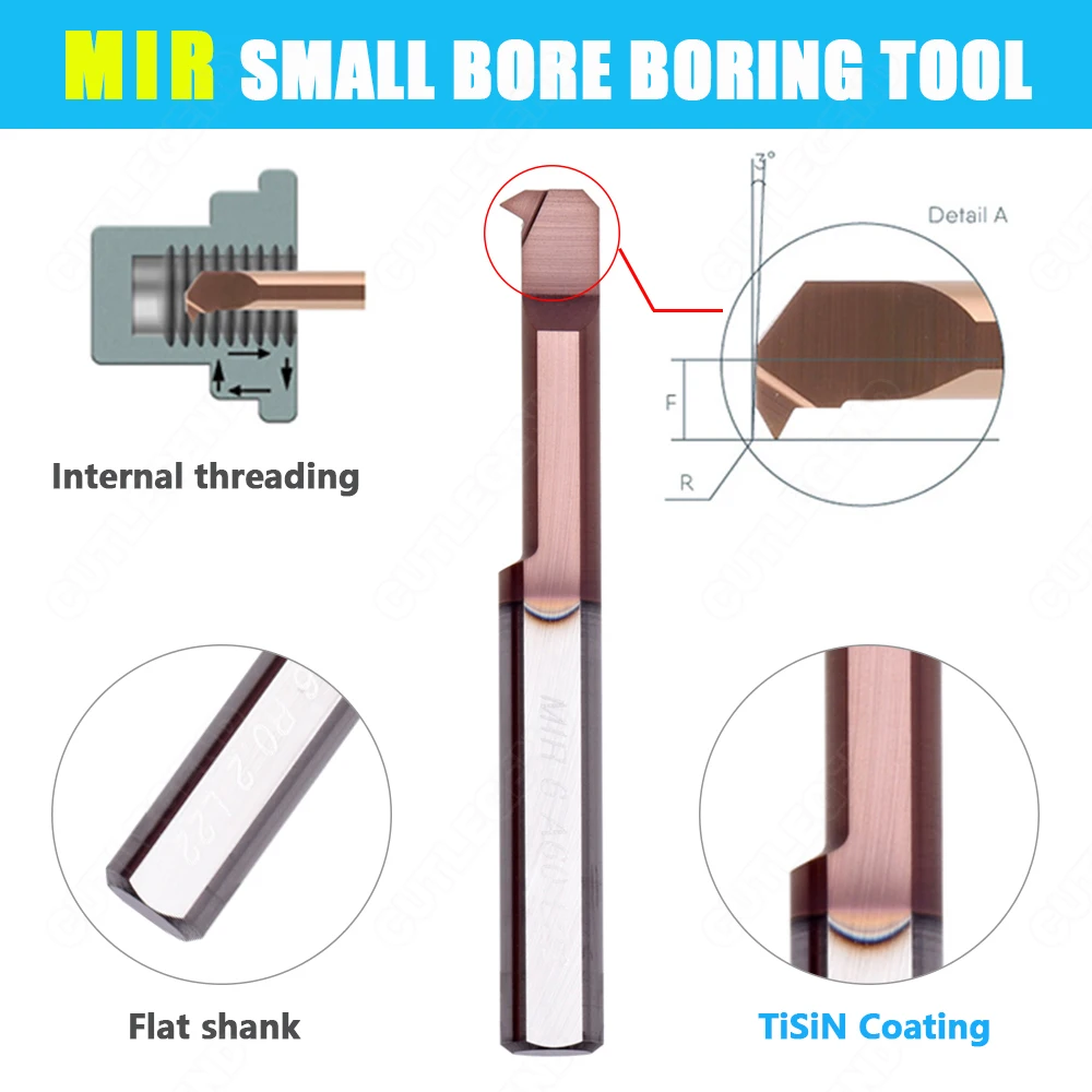 HRC65 MIR small hole thread boring tool MIR3 MIR4 MIR5 MIR6 MIR8 A60 L10 L15 L22 small diameter Carbide thread Tool Boring Bar