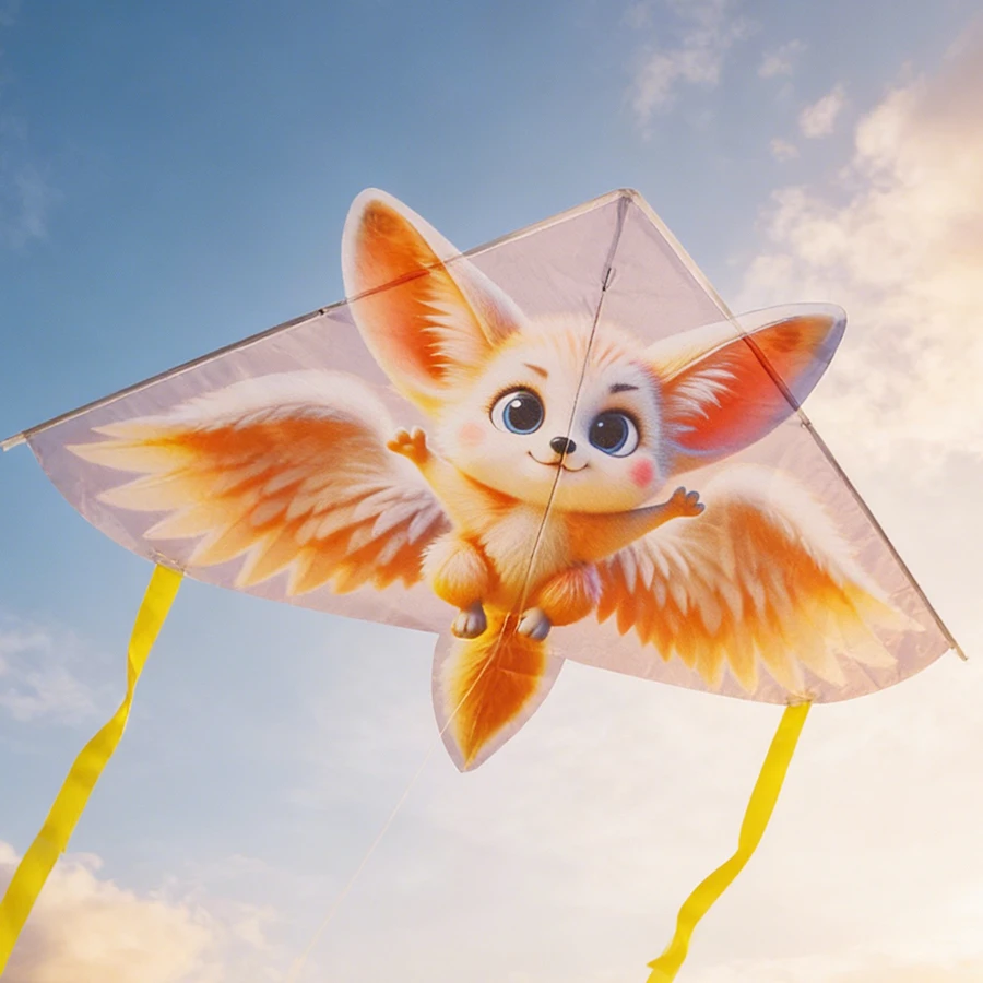 Niedlicher Fennec-Fuchsdrachen für Erwachsene – 41,3 x 26, großer, einfach fliegender Delta-Drachen mit Flügeln, perfekt für Strand/Park im Freien