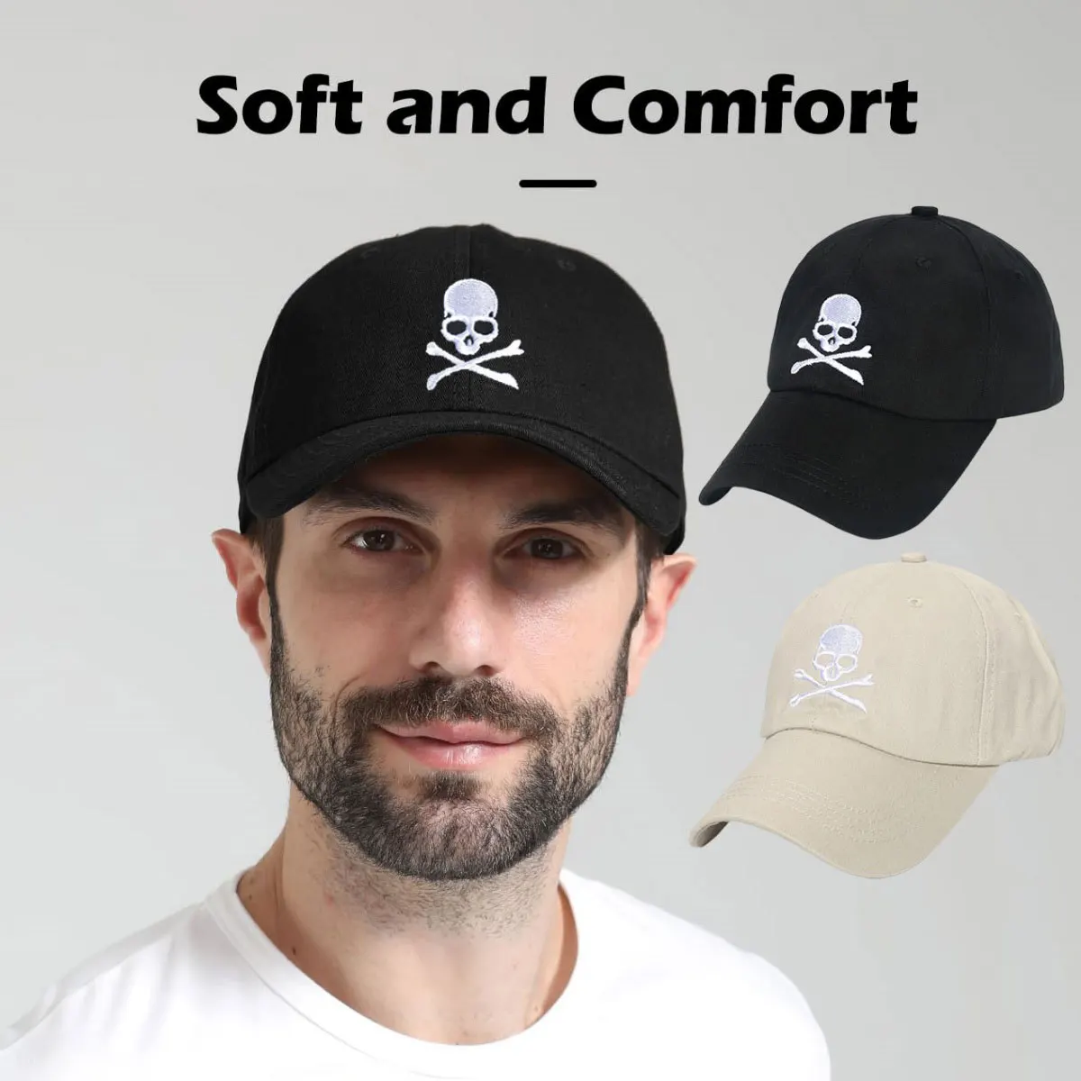 Skull Print Baseball Cap for Men, Summer Outdoor Casual Hat with Peak, Edgy Punk Style Sun Cap