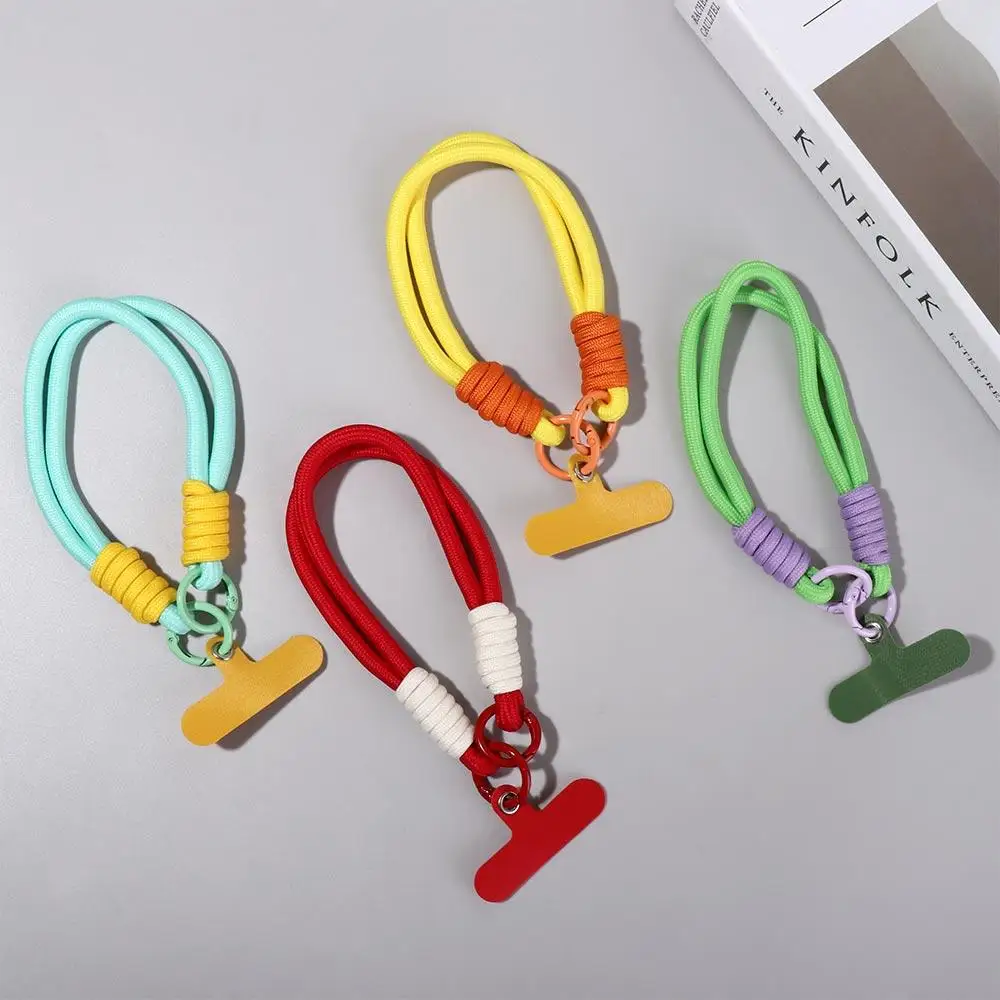 Woven Candy Colors Phone Chain Candy Colors Iridescence Cellphone Anti-Lost Lanyard 18.5cm Short Style Phone Wrist Straps