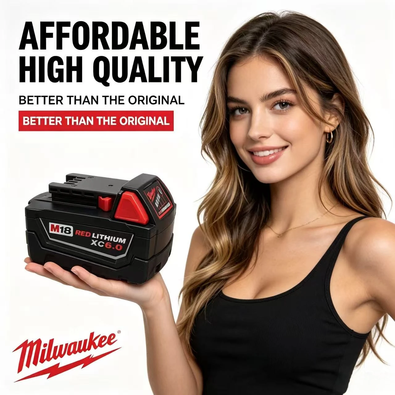 

100% New Milwaukee M18 6.0Ah 48-11-1860 High Output Battery 18V Lithium-ion Rechargeable for Milwaukee M18 Cordless Power Tools
