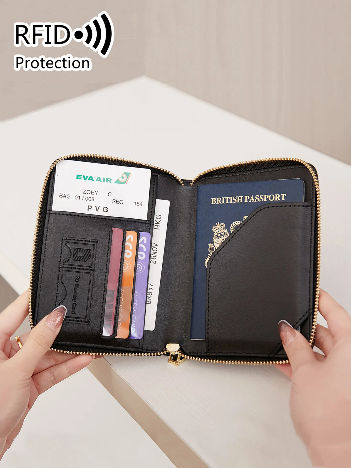 Solid color minimalistRFIDpassport clip PU leather travelpassport protectivecase for ID card creditcard holder travelaccessories