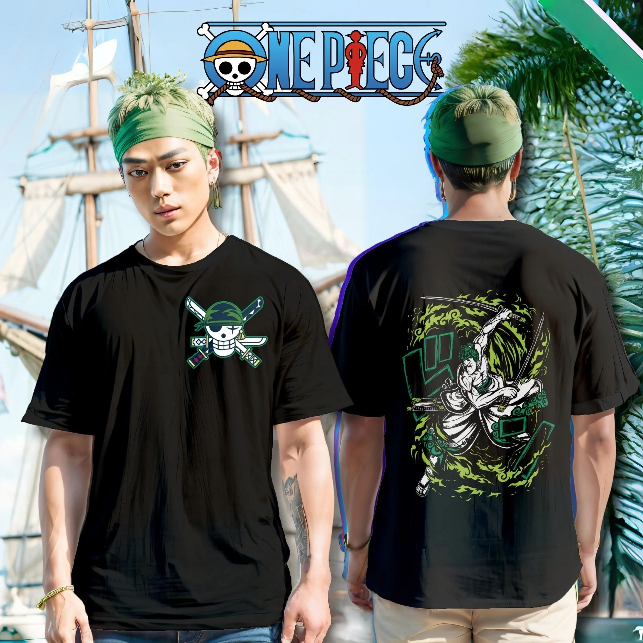

Summer2026One Piece Loronnoah Solon Front and Back Double Print100%cotton Print Loose T-shirt for Men and Women Parent-child Top