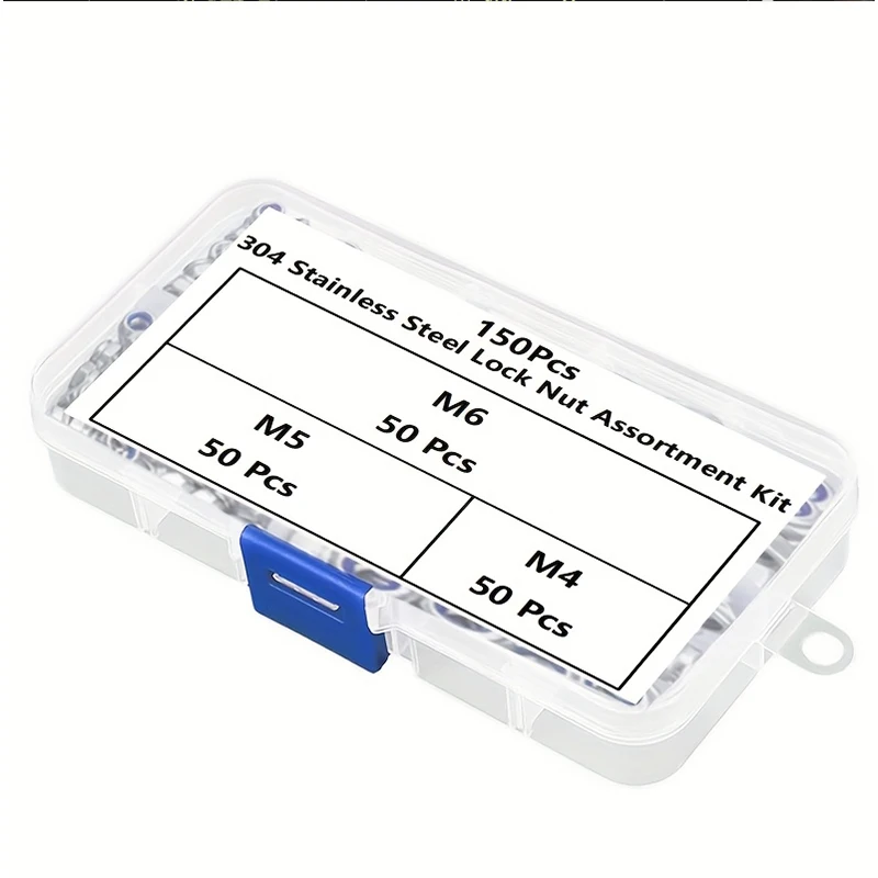 60/150 قطعة M4/M5/M6 صواميل ذاتية القفل مضادة للانزلاق من الفولاذ المقاوم للصدأ، أغطية لولبية سداسية، للبناء والصيانة والتركيب #3
