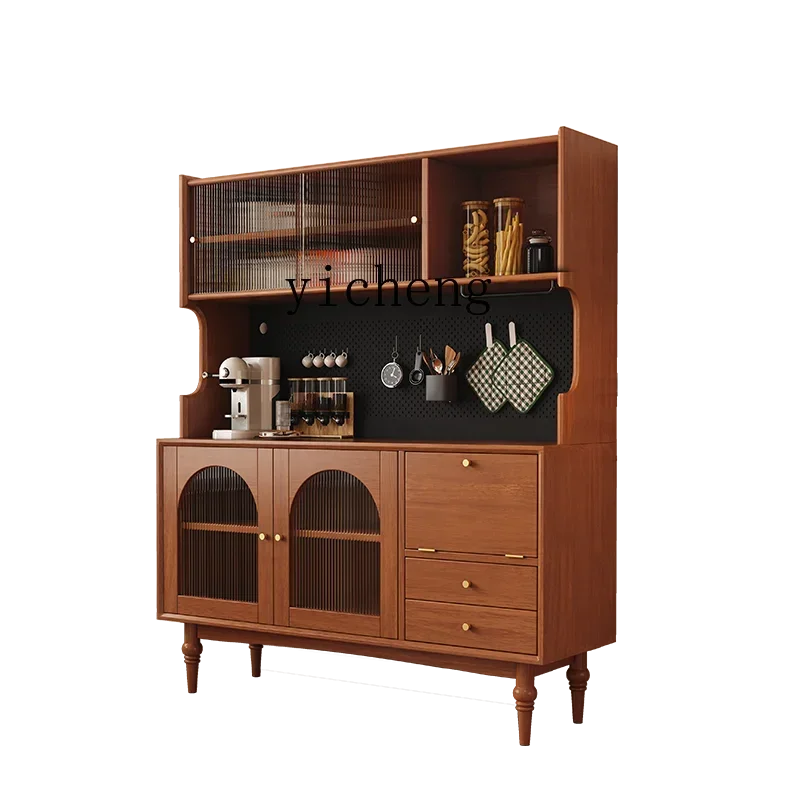 

retro solid wood dining side cabinet integrated against the wall household kitchen cabinet medium antique living room