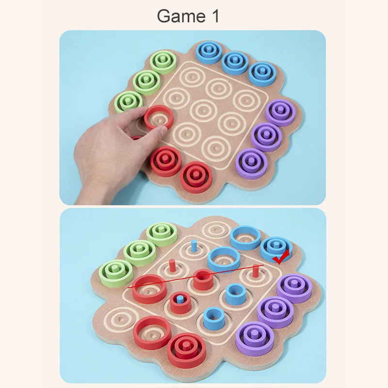 Fun Circle Chess Parent-child Interactive Battle Game Early Childhood Education Wooden Logical Thinking Training Educational Toy