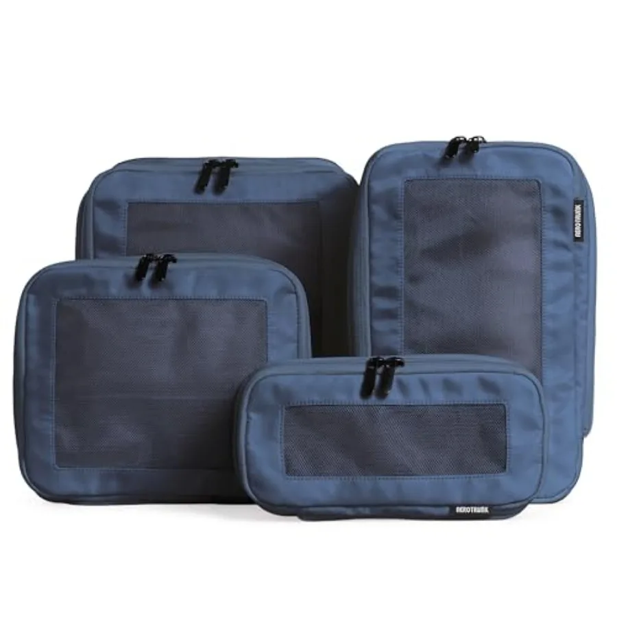 

Compression Packing Cubes for Travel - Luggage Organizer Bags - Double Zipper Packing Cubes for Suitcases 4-Pack Dark Blue
