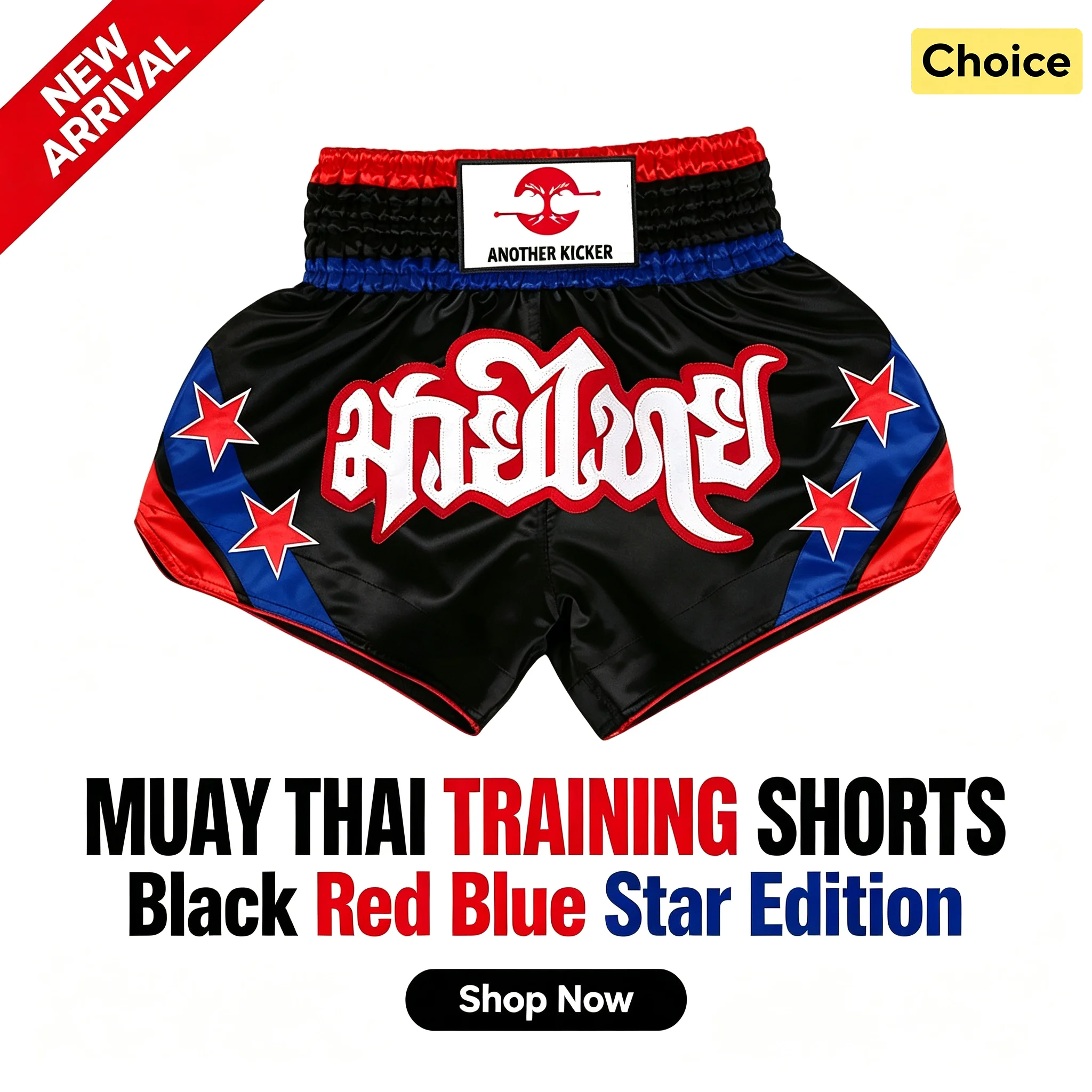Muay Thai Shorts für Herren, Damen und Kinder, Thai-Boxshorts mit klassischer thailändischer Buchstaben-Stickerei, Sternmuster, Kickbox-Kampfshorts