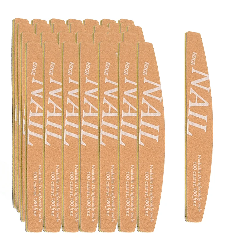 24/10/5Pcs/Lot Professional Nail Files Half Moon Design 100 /180 Grit Curved Double Sided Nail Art File Buffer Gel Removal Tool