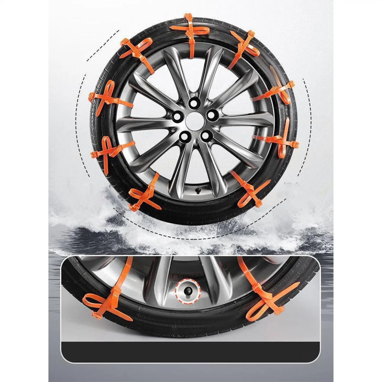 Snow Tire Chains 10 Pieces Non-Slip Snow Tire Zip Ties Anti-Skid Auto Wheel Chains For Sedan SUV Truck Outdoor Winter Driving
