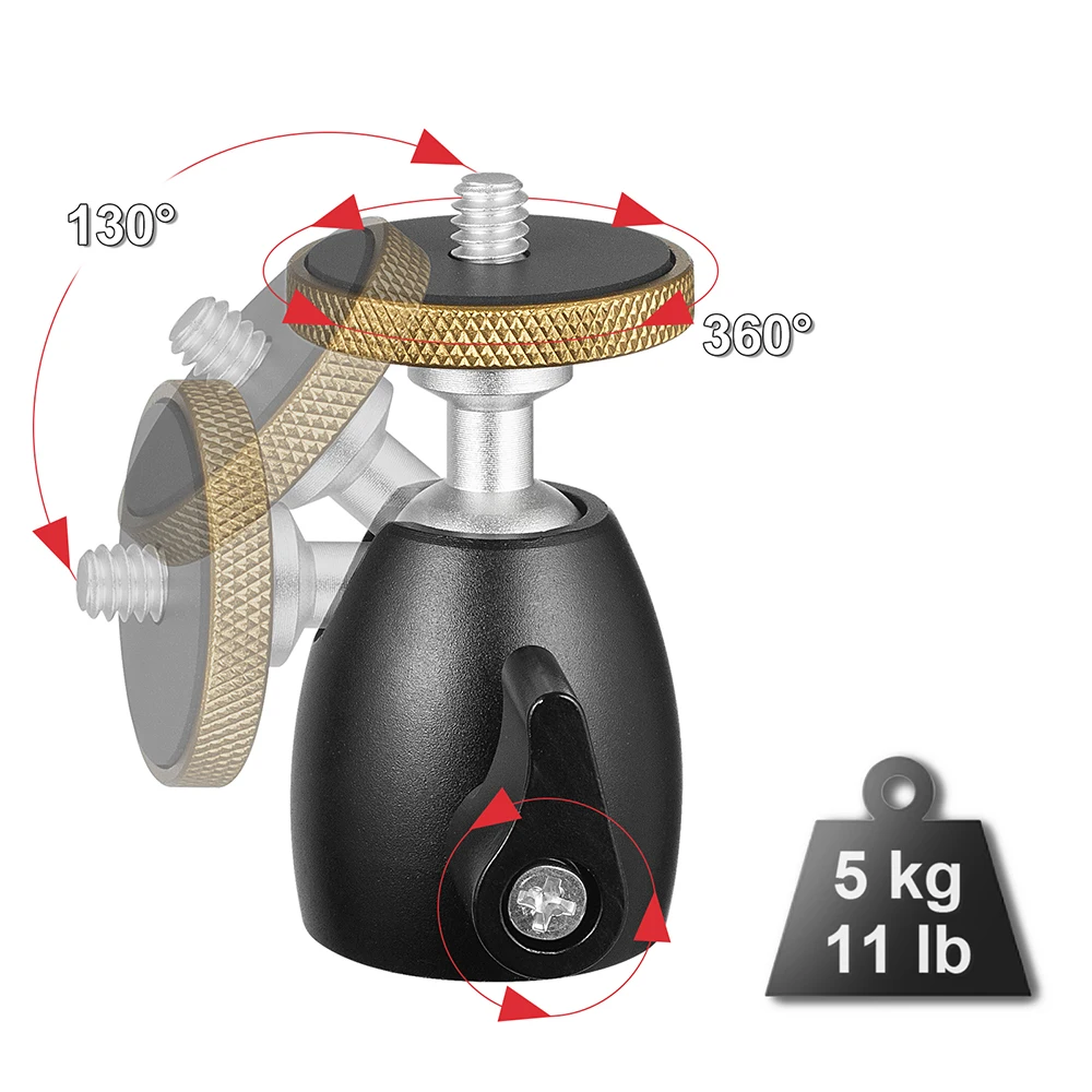 Mini Tripod Ball Head 1/4 inch Screw Mount Adapter for Camera Camcorder LED Ring Light Microphone Stand Monitor Slider Projector