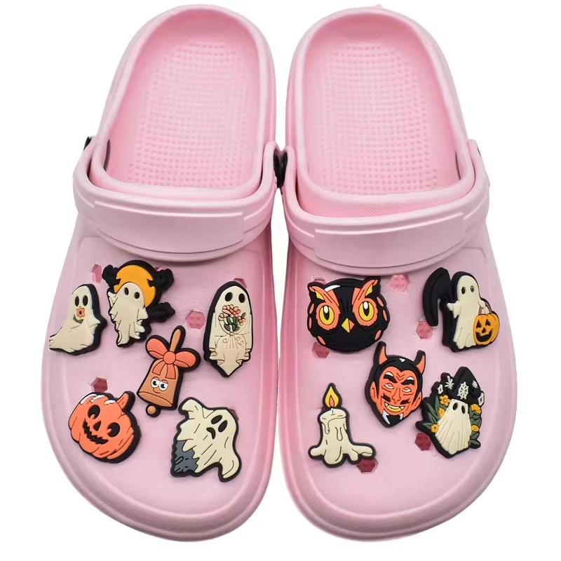 

New Halloween Shoe Charms Plastic Ghost, Pumpkin, Black Cat Clog Decorations Versatile Decoration for Various Footwear Styles