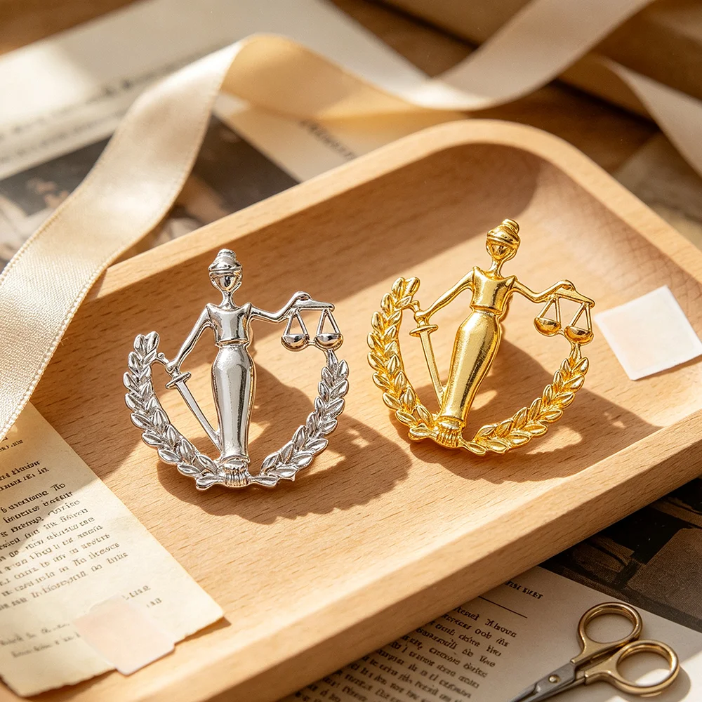 Lady Justice Themis Brooch Pin Lawyer Attorney Symbol Pins for Suit Jacket Decor, Gradution Gift for Law Students