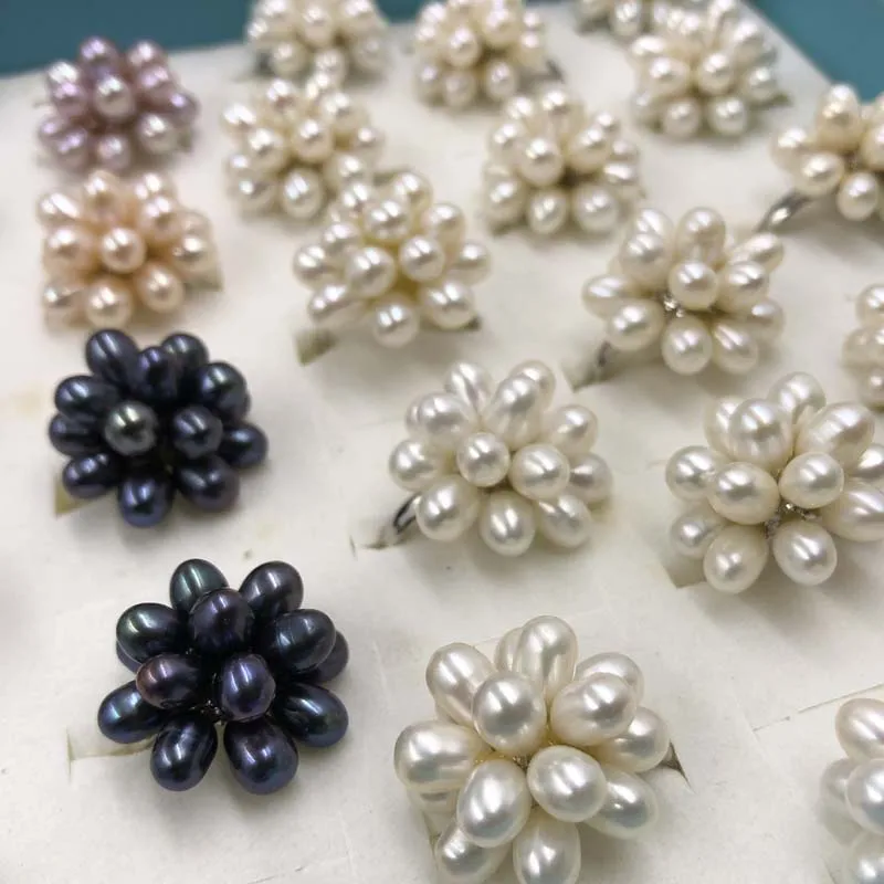 ELEISPL Lots 45 PCS Mixed TWO Style Freshwater Pearl Rings #22010306-5