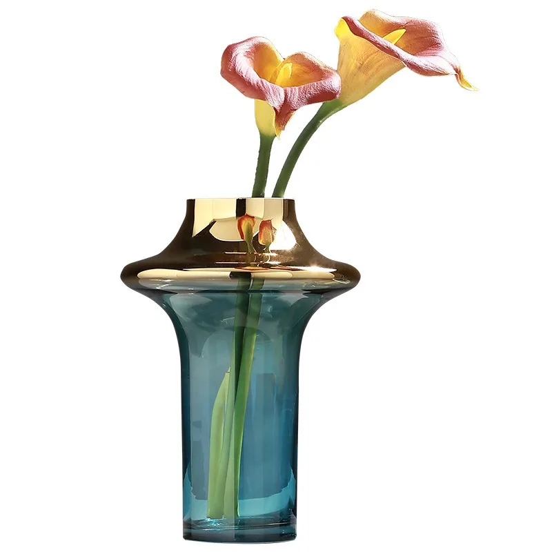 Nordic style light luxury glass vase ornament living room flower arrangement rose lily dining table TV cabinet decoration