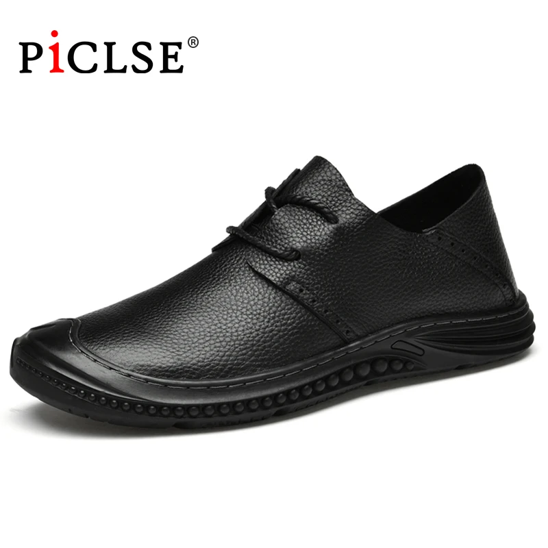 PICLSE Luxury Brand Genuine Leather Men Shoes Loafers Business Casual Leather Shoes Men Flat Shoes Comfort Moccasins Men Shoes