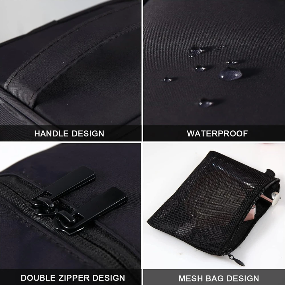 女性用トラベルトイレタリーバッグ1個、ハンドル付きワイドオープン大型メイクアップバッグ、トイレタリー、化粧品用のふっくらしたメイクアップオーガナイザー