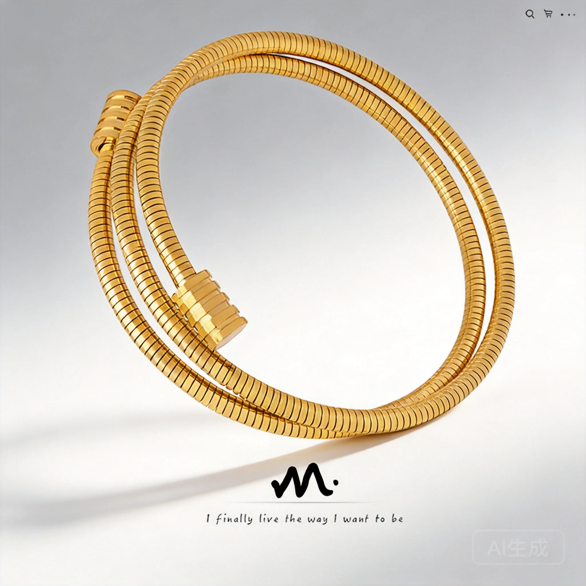 

Chinese Style Lucky Blessing Gold Plated Titanium Steel Multi Layer Stackable Snake Bone Open Bangle Two Color Versatile Minimal