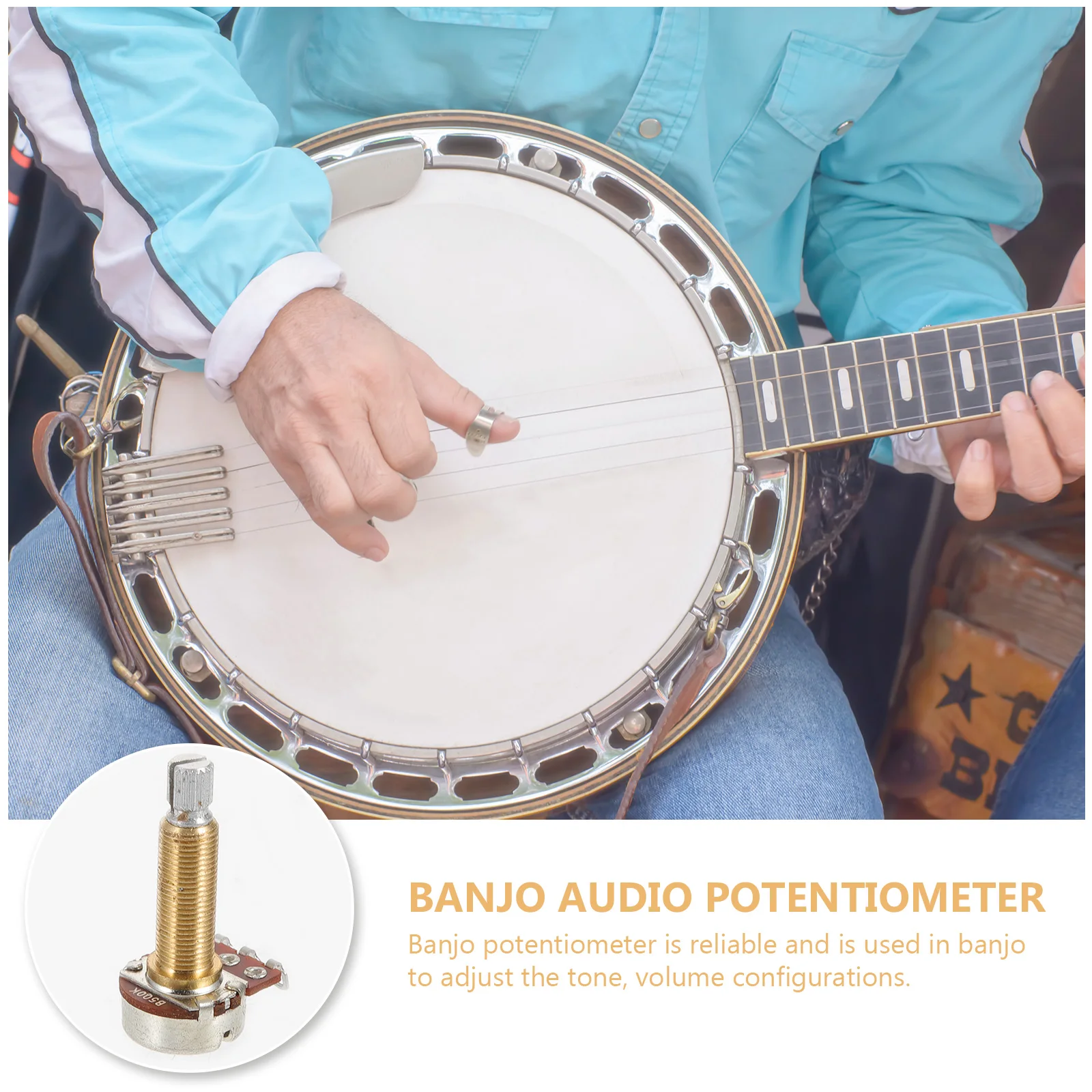 

Potentiometer Banjo Accessories Parts Volume Replace Guitar Copper Hardware Tuner Shaft Replacement Thumb Pick