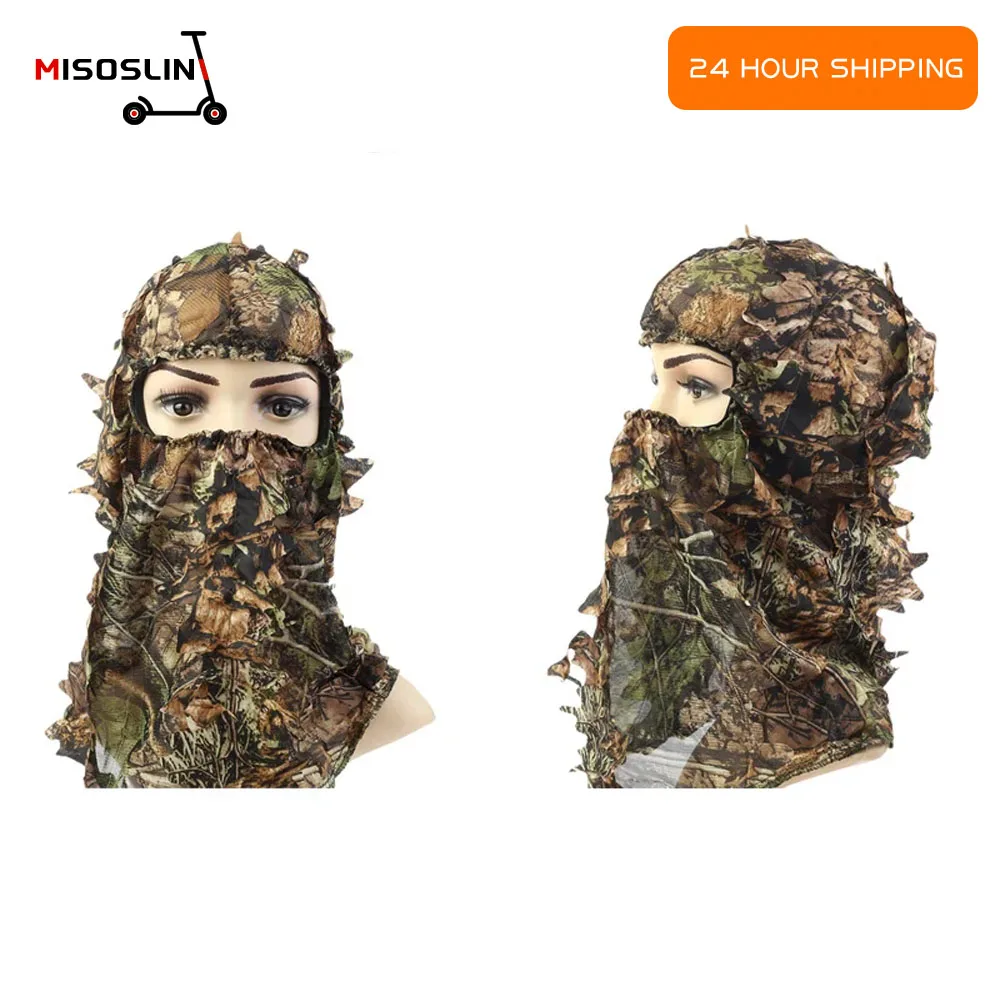 3D Full Face Mask Headwear Turkey Camo Hunter Hunting Accessories Universal Ghillie Camouflage Leafy Hat NEW Ghillie Suit