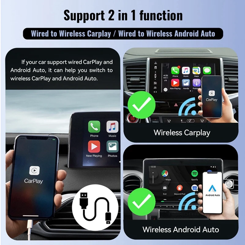 Wireless Carplay Android Auto Wireless Adapter Smart Mini Box Plug And Play Wifi Fast Connect Universal Durable