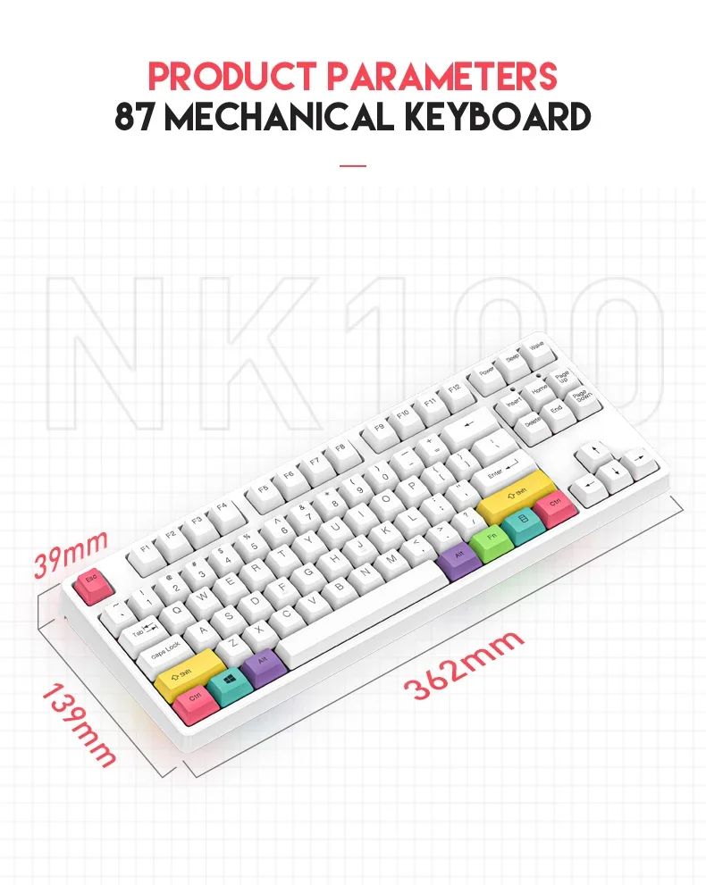 87 Toetsen Nk100 Aluminium Toetsenbord Bedrade Rgb Dye Sub Pbt Keycaps Type C Poort Aangepast Mechanisch Toetsenbord