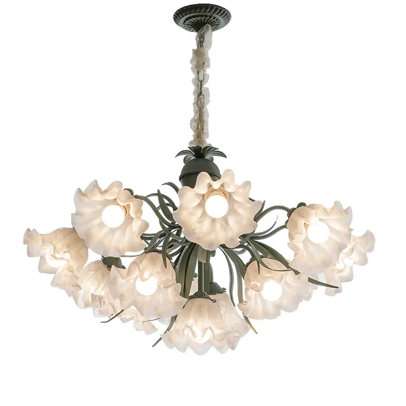 

Wind living room chandelier lily of the valley flower lamp Internet celebrity retro creative master bedroom light meal