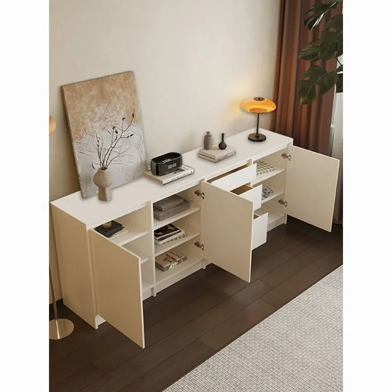 Pure white sideboard, cream style household pantry cabinet, kitchen cabinet against the wall, new living room storage cabinet