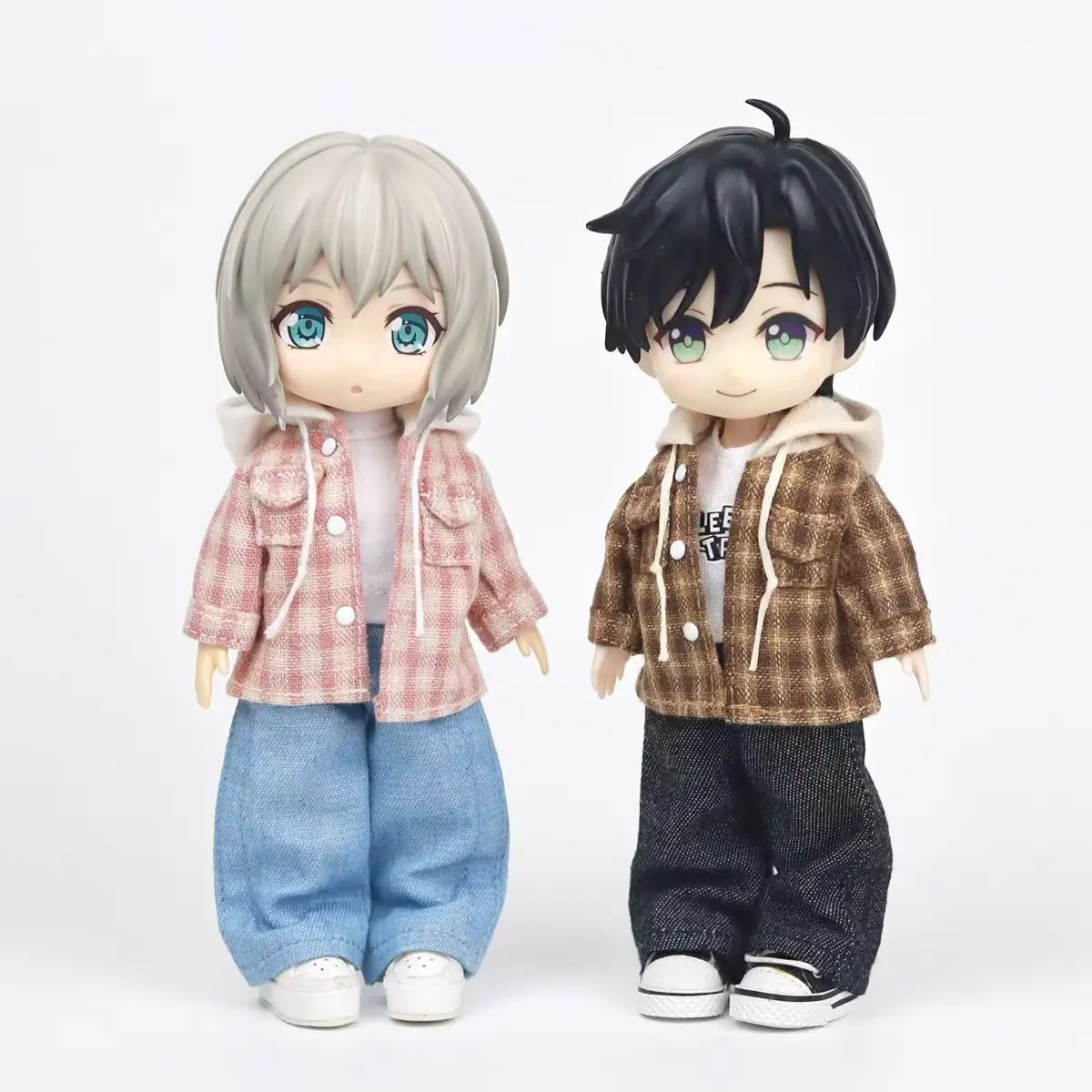 

1/12 BJD Dolls OB11 Doll Clothes Plaid Shirt Hoodie Jacket - Casual Outfit Doll Clothes Accessories Sitting Party Game Toys
