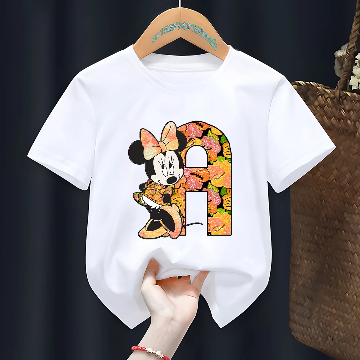 Clothing Cotton 2 to 8 Years Girls Children's Summer Parent-child T-shirts Clothing Cute Minnie Mouse Cartoon Graphic T-Shirts