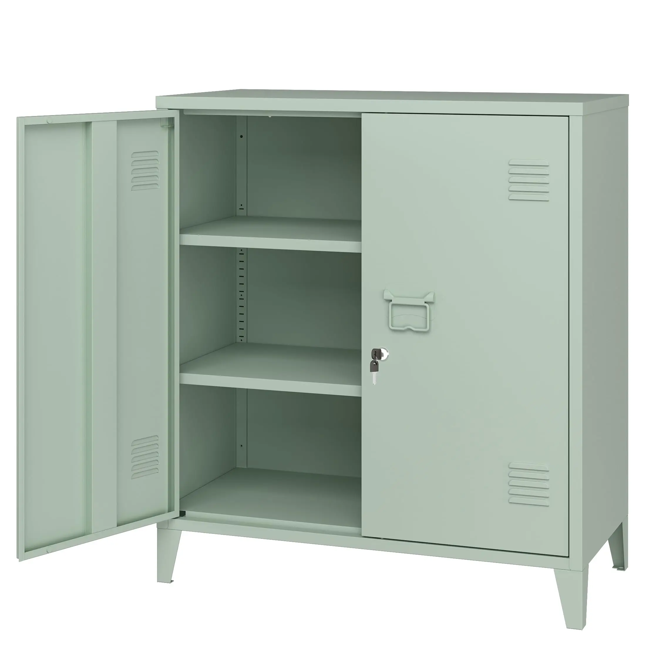 Metal Storage Cabinet with Locking Double Do, Lockable Steel Cabinet with Adjustable Shelves for Home Office, Garage