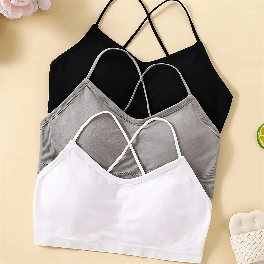 3PCS/Set Sports Bra Women\'s Cross Shoulder Strap Sports Bra Yoga Navel Top Gym Fitness Tube Top Breathable Beauty Sexy Bra Back