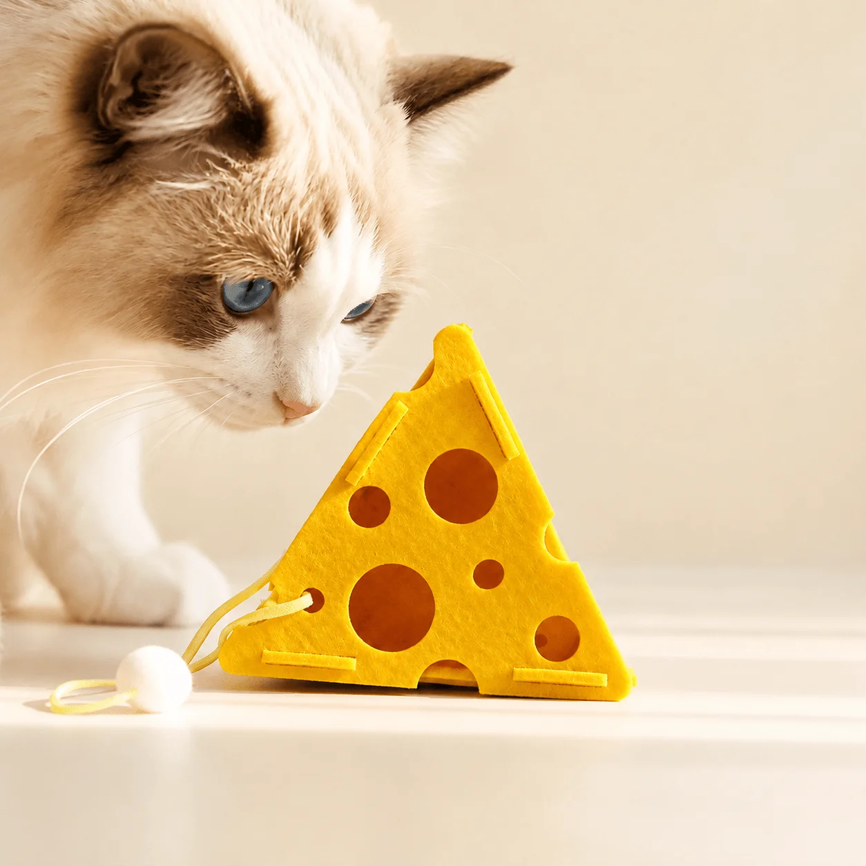 DIY Cheese Block Cat Self Entertainment Toys Bell Sound Cat Toys Requires Assembly Grinding Teeth Cleans Teeth Pet Supplies