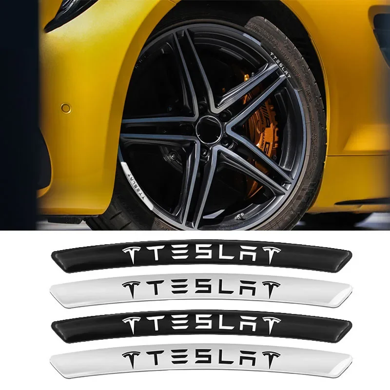 

4 шт. наклейки на автомобильные шины, наклейки на диски, аксессуары для Tesla Model X S Y 3 Roadster P85D P90D P100D, алюминиевое украшение
