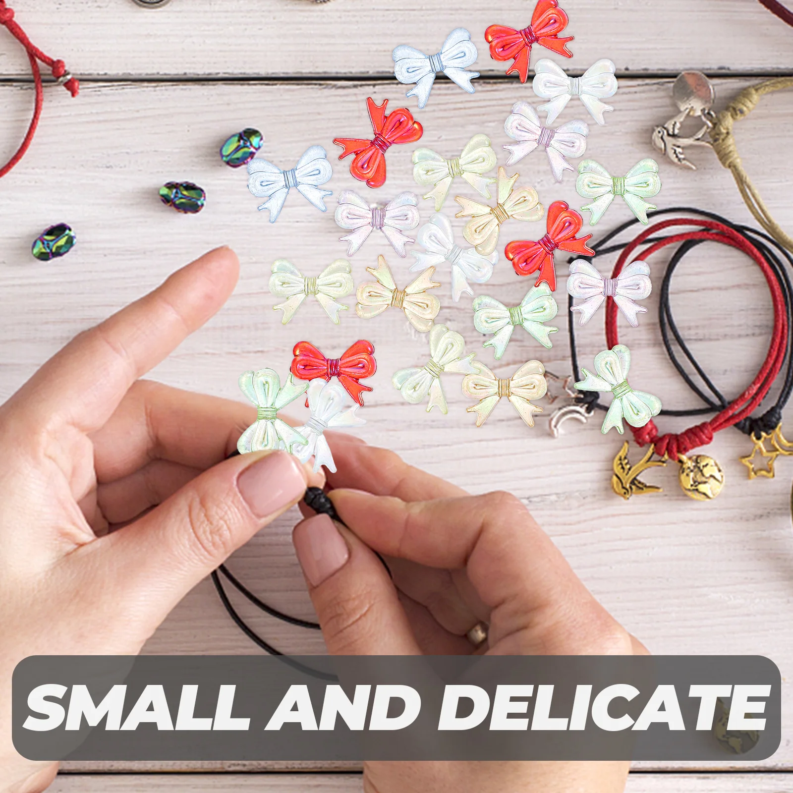 

20 Pcs Bow Accessories Nail Bows Charms for Bracelets Resin Bowknot Round Child