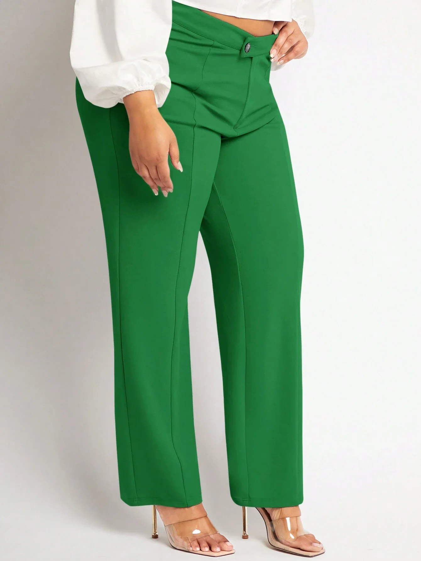 

Plus Size Casual Business Solid Color Wide Leg Pants
