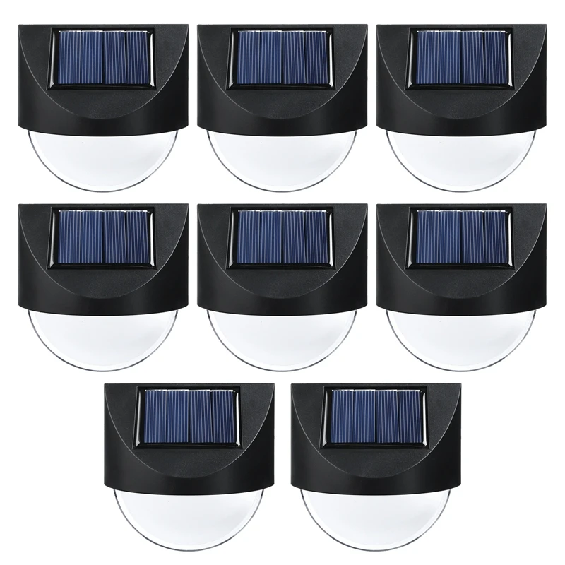 

Solar Fence Lights, 8 Pack Waterproof Solar LED Outdoor Wall Lighting For Deck Steps Patio Walkway Garden(Warm White)